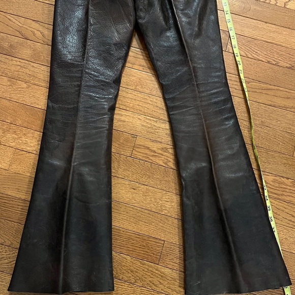 Vintage 60s Brown Leather Flare Pants 33 x 32” - Picture 12 of 16